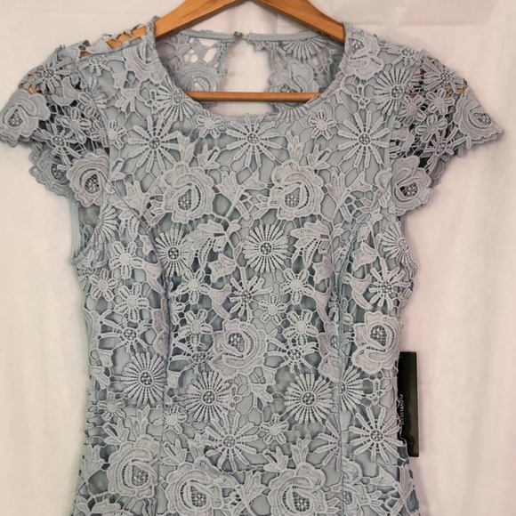 Lulu's Blue Sheath Mid Thigh Dress with Flutter Cap Sleeves Size S - Picture 8 of 12